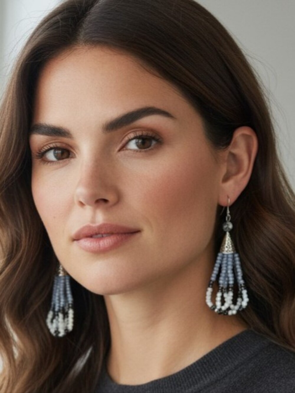 Handcrafted One Of A Kind Seed Bead Dangle Earrings